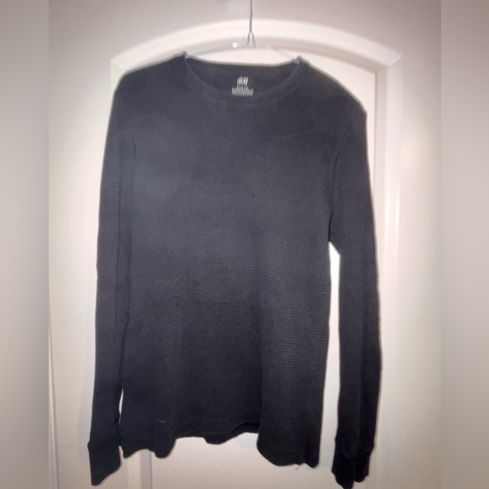 Black longsleeve waffle style shirt